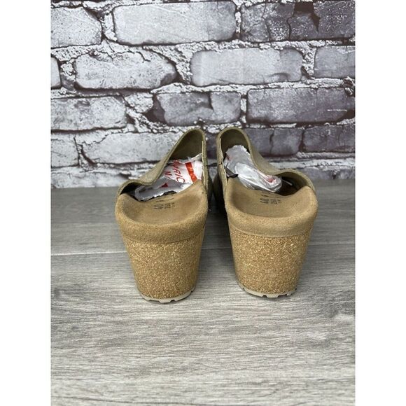 Papillio Birkenstock Metallic Silver Shimmer Cork Wedge Slide Sandals Women 40EU - Picture 5 of 16